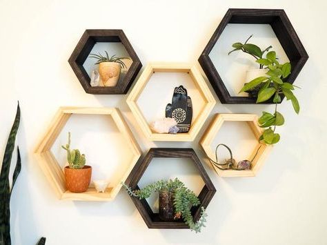 Preferred Wall Art With Shelves For Hexagon Honeycomb Floating Shelves: Three Sizes And 8 Colors Available (View 1 of 15)