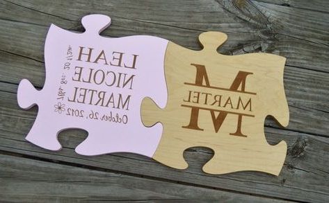 Puzzle Wall Art Within Well Liked 12" Personalized Puzzle Piece, Wall Art, Wedding, Baby, Friends Forever (View 2 of 15)