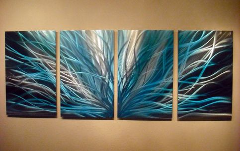 Radiance In Blues  Abstract Metal Wall Art Contemporary Modern Decor Inside Widely Used Abstract Modern Metal Wall Art (View 3 of 15)