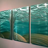 Recent Tree Of Life Aqua Gold  Abstract Metal Wall Art Contemporary Modern For Abstract Modern Metal Wall Art (View 12 of 15)