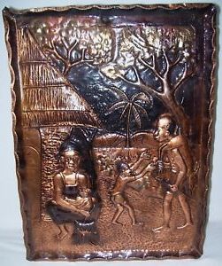 Recent Vintage African Congo Zambia Hand Hammered Copper Repousse Sculpture Inside Copper Metal Wall Art (View 9 of 15)