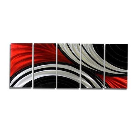 Red, Black & Silver Modern Metal Wall Art, Abstract Wall Sculpture Intended For Recent Abstract Modern Metal Wall Art (View 13 of 15)