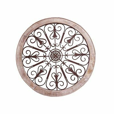 Round Intricate Metal Scrollwork Wall Decor With Wooden Frame, Cream Inside Most Recent Scrollwork Metal Wall Art (View 14 of 15)
