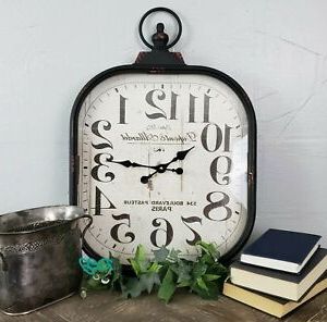 Rustic Vintage Parisian Square Black Metal Wall Clock Pocket Watch With Regard To Widely Used Antique Square Wall Art (View 12 of 15)