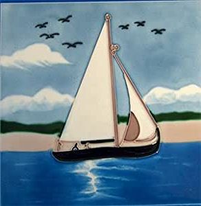 Sail Wall Art Inside Best And Newest Amazon: Sail Boat Decorative Ceramic Wall Art Tile 8X8: Home & Kitchen (View 5 of 15)