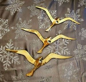 Seagulls Metal Wall Art In Latest Vintage Set Of 3 Brass Seagulls – Mid Century Hanging Metal Wall (View 9 of 15)