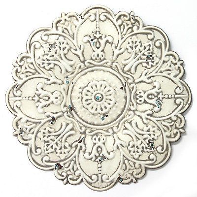 Small White Metal Medallion Wall Plaque (View 13 of 15)