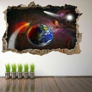 Space Earth Asteroid Stars 3D Wall Sticker Decal Poster Kids Room Decor Inside Well Known Earth Wall Art (View 14 of 15)