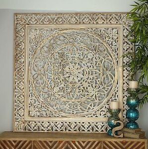 Square Brass Wall Art With Well Liked Large Rustic Decorative Square Wood Carved Lacework Scroll Wall Panel (View 2 of 15)
