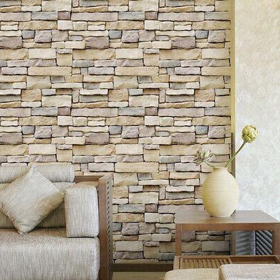 Stones Wall Art Inside Well Known 10mx45cm Brick Stone Effect 3d Wallpaper Wall Sticker Paper Roll Home (View 3 of 15)