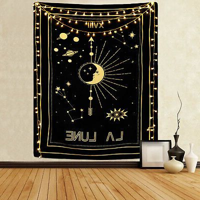 Tarot Moon Tapestry Psychedelic Wall Hanging Tarot Tapestry Home Dorm Pertaining To Well Liked Moonlight Wall Art (View 13 of 15)