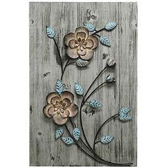 Teal Metal Wall Art Throughout Best And Newest Bronze And Teal Rustic Flowers Wall Plaque (View 13 of 15)