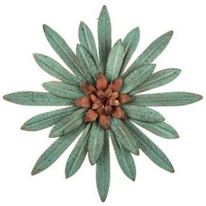 Teal Metal Wall Art Throughout Popular Distressed Turquoise/teal Metal Wall Decor  / Flower (free Shipping) (View 12 of 15)