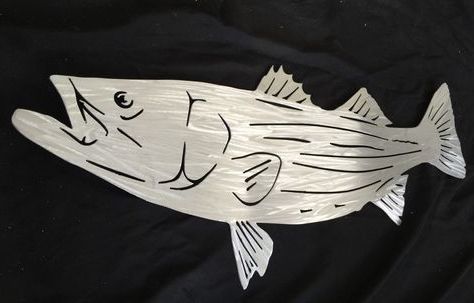 The Bassist Wall Art Regarding Well Known Striped Bass Sea Bass Metal Wall Art Fish Mount Sculpture Nautical (View 10 of 15)