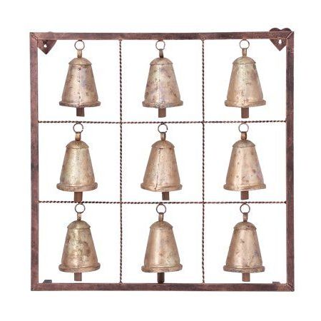 Trendy Decmode Square Distressed Bronze And Gold Bell Wall Decor, 32" X 32 Pertaining To Gold Fan Metal Wall Art (View 11 of 15)