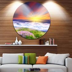 Trendy Sunrise Metal Wall Art With Designart 'sunrise With Blooming Flowers' Landscape Art Disc Metal Wall (View 15 of 15)