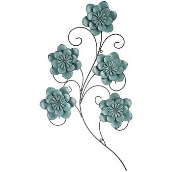 Turquoise Metal Flower & Swirl Wall Decor (View 15 of 15)
