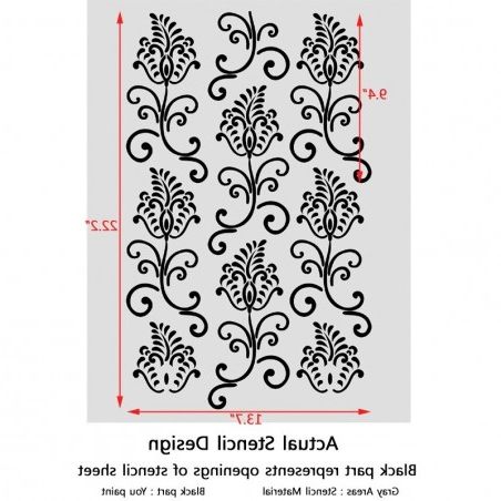 Wall Stencil Pattern Small Wild Flowers Damask Allover Stencil For Wall In Most Popular Damask Wall Art (View 15 of 15)