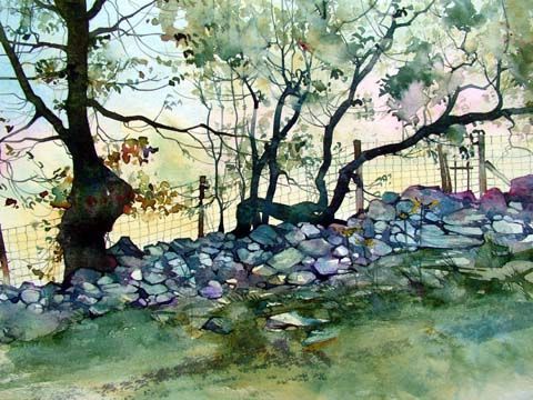 Watercolor Architecture, Stone Wall Regarding Well Known Stones Wall Art (View 9 of 15)