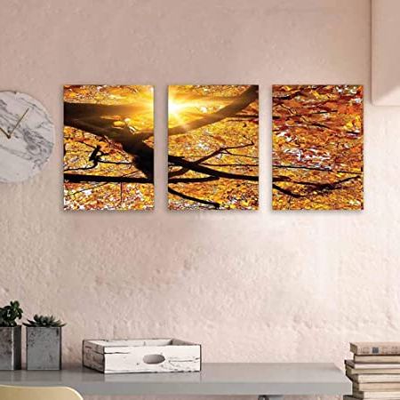Well Known Amazon: Nature Canvas Prints Wall Art, Sun Through Leaf Golden In Serene Wall Art (View 7 of 15)