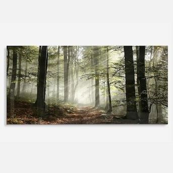 Well Known Designart Light In Dense Fall Forest With Fog  Landscape Metal Wall Art With Autumn Metal Wall Art (View 2 of 15)