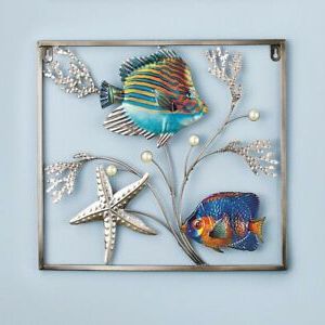 Well Known Fish Wall Art Regarding Colorful 3d Ocean Scene Sea Coral Starfish Fish Metal Wall Sculpture (View 15 of 15)