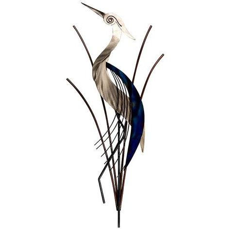 Well Known Heron Bird With Head Raised 38" High Metal Wall Art – #6c (View 6 of 15)