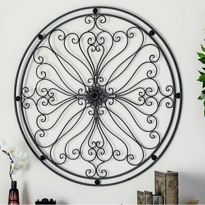 Well Known Large Round Wrought Iron Wall Decor Rustic Classic Scroll (View 4 of 15)