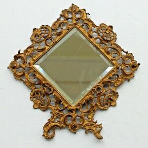 Well Known Metal Mirror Wall Art Intended For Antique Art Nouveau Ornate Framed Beveled Mirror 1894 Gold Cast Metal (View 7 of 15)