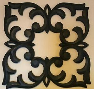 Well Known Square Wall Art With Large Vintage Carved Wood Wall Decor Square Panel Black Geometric Art (View 11 of 15)