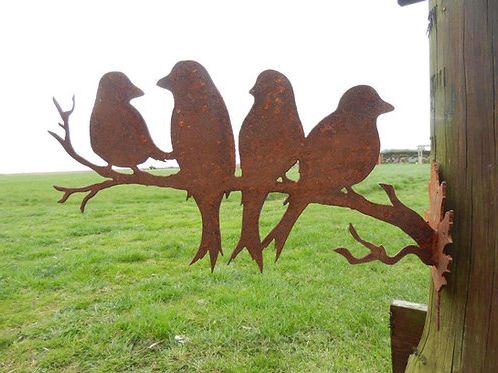Well Liked Bird Metal Wall Art Within Rusty Metal 4 Birds Decorative Wall Art (View 2 of 15)