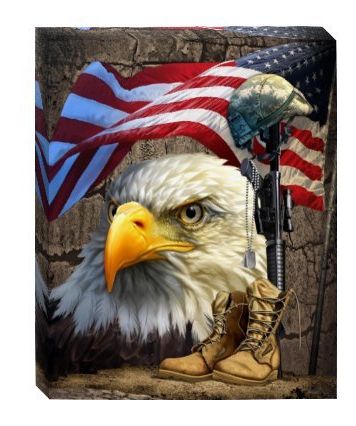 Well Liked Eagle Wall Art Inside Amazon: Salute Our Flag Canvas Wall Art American Bald Eagle Usa (View 3 of 15)