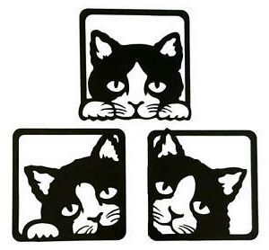 Well Liked Set Of 3 Black Cat Peeping Metal Wall Art Cats Pictures Images Hangings Throughout Square Black Metal Wall Art (View 8 of 15)
