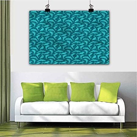 Widely Used Amazon: Dolphin Print Wall Art Painting Cartoon Swimming In Ocean Throughout Swimming Wall Art (View 8 of 15)