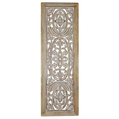 Widely Used Bungalow Rose Rectangular Mango Wood Panel With Intricate Carving Wall Pertaining To Rectangular Wall Art (View 3 of 15)