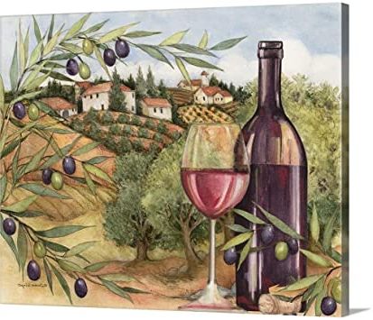 Wine Wall Art Intended For Current Amazon: Greatbigcanvas Tuscan Vineyard Canvas Wall Art Print, Wine (View 3 of 15)