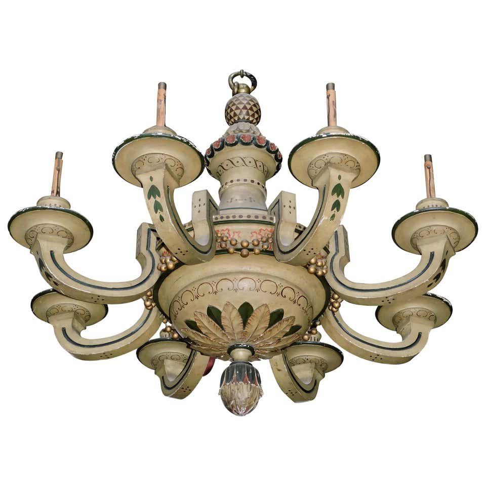 19th Century French Lacquered Wood Chandelier – Ceiling Lights In Latest Gloss Cream Chandeliers (View 5 of 15)