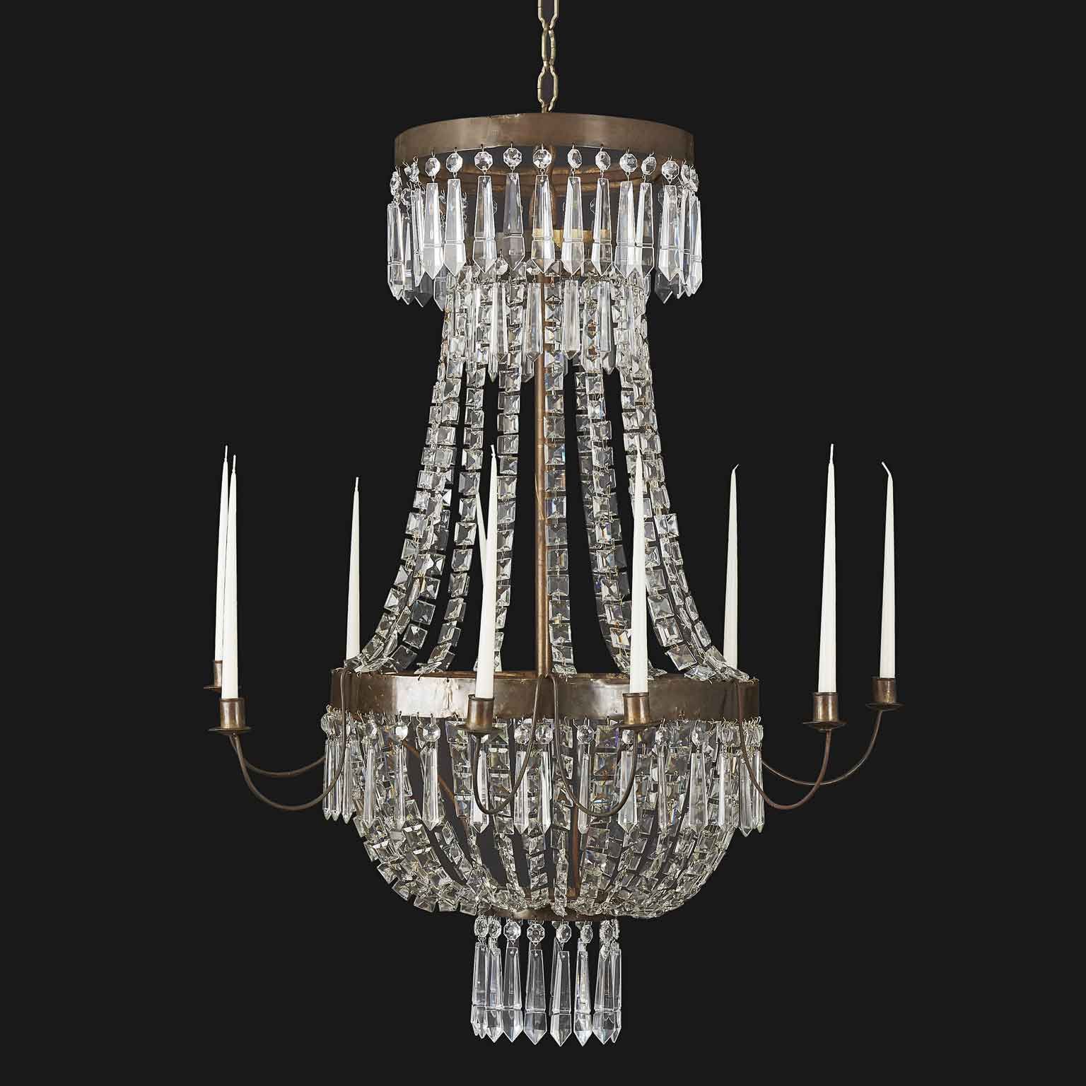 19th Century Italian Empire Crystal Chandelier Nine Armed Candle Chandelier In Favorite Italian Crystal Chandeliers (View 4 of 15)