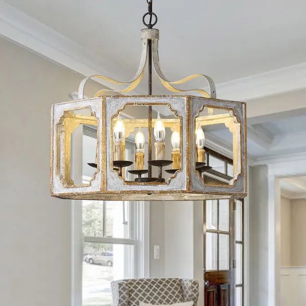 2019 Lightelk Rustic 8 Light Lantern Chandelier Metal And Wood In Antique Gray &  Gold Homary Within Rustic Gray Lantern Chandeliers (View 2 of 15)