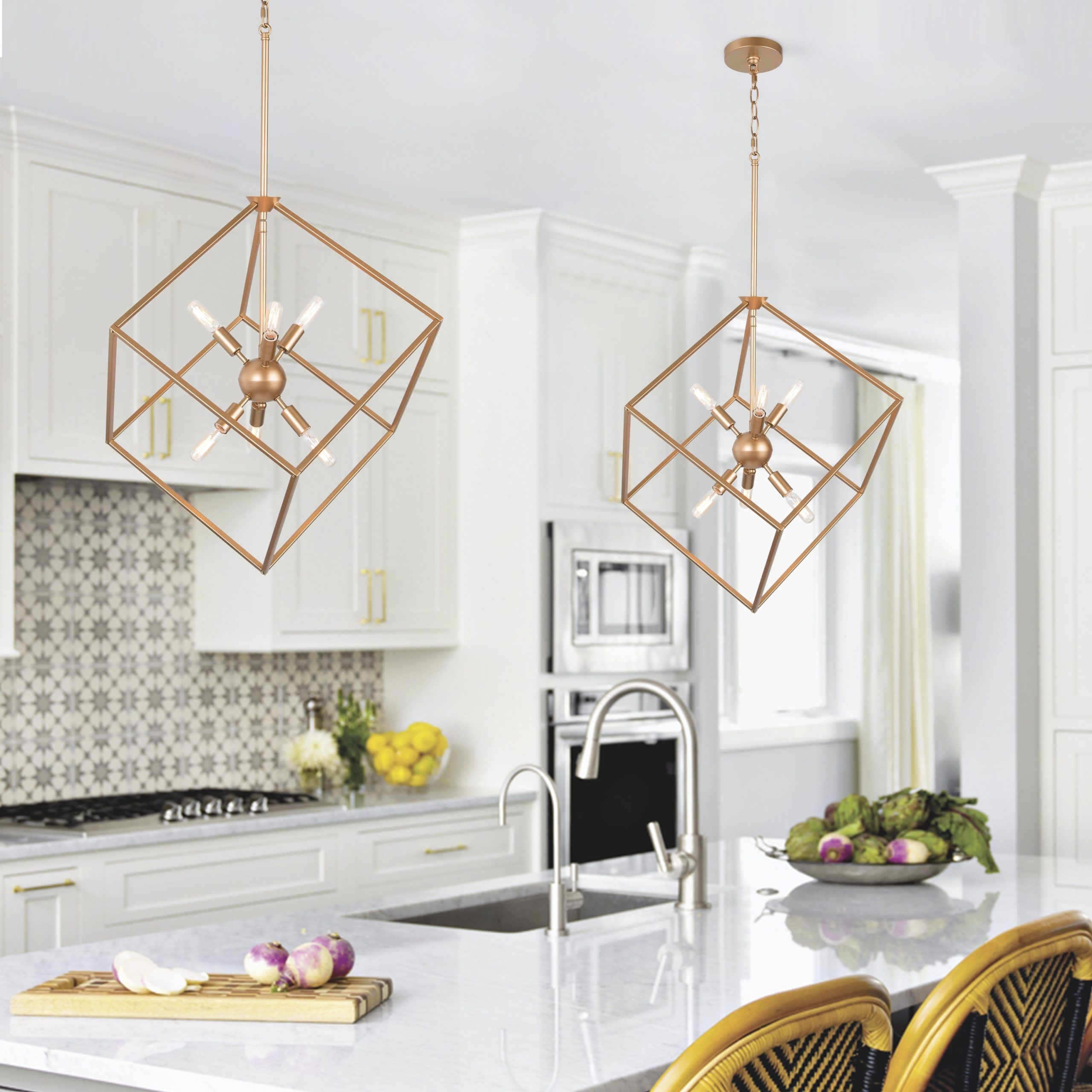 2019 Six Light Lantern Chandeliers Throughout Dilley Modern Sputnik Glam Gold 6 Light Lantern Chandelier Square Pendant  Lights – D20" X H25" – On Sale – Overstock –  (View 8 of 15)
