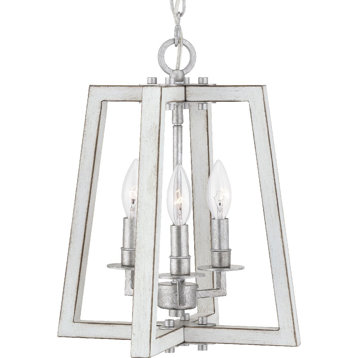 2020 Black With White Lantern Chandeliers Within Progress Lighting Forrester 3 Light Antique White And Galvanized Farmhouse Lantern  Pendant Light In The Pendant Lighting Department At Lowes (View 12 of 15)