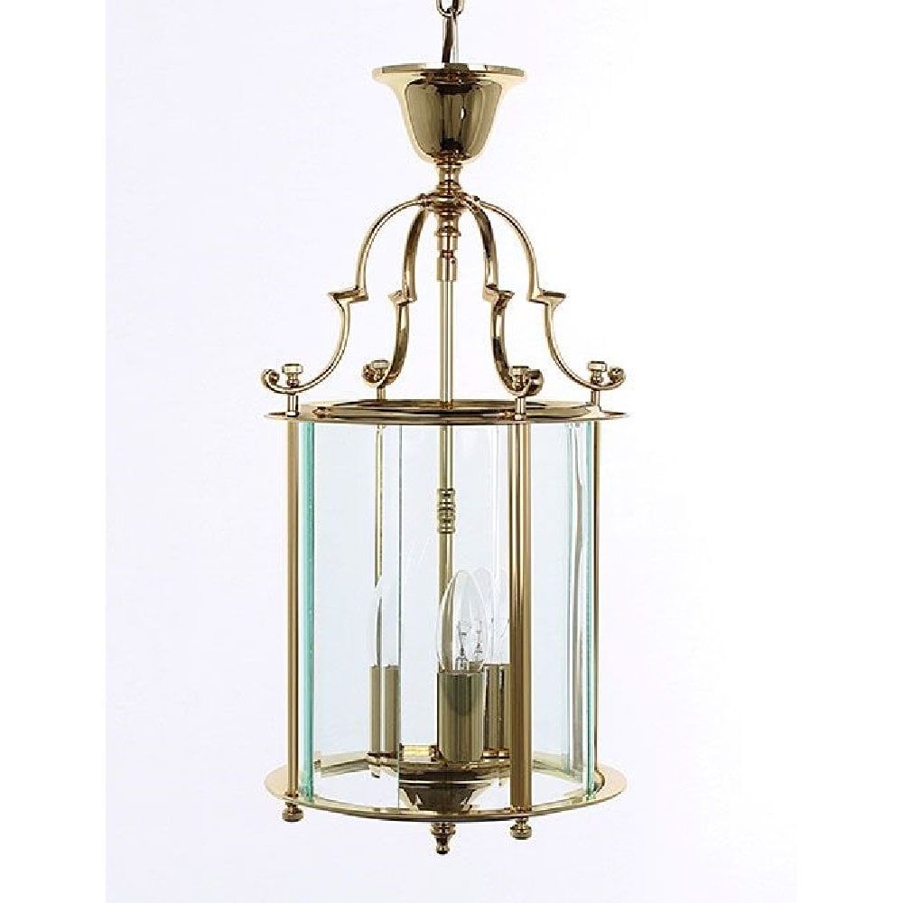 2020 Burnished Brass Lantern Chandeliers Inside Traditional Polished Brass Hanging Hall Lantern With 3 Candle Lights (View 15 of 15)