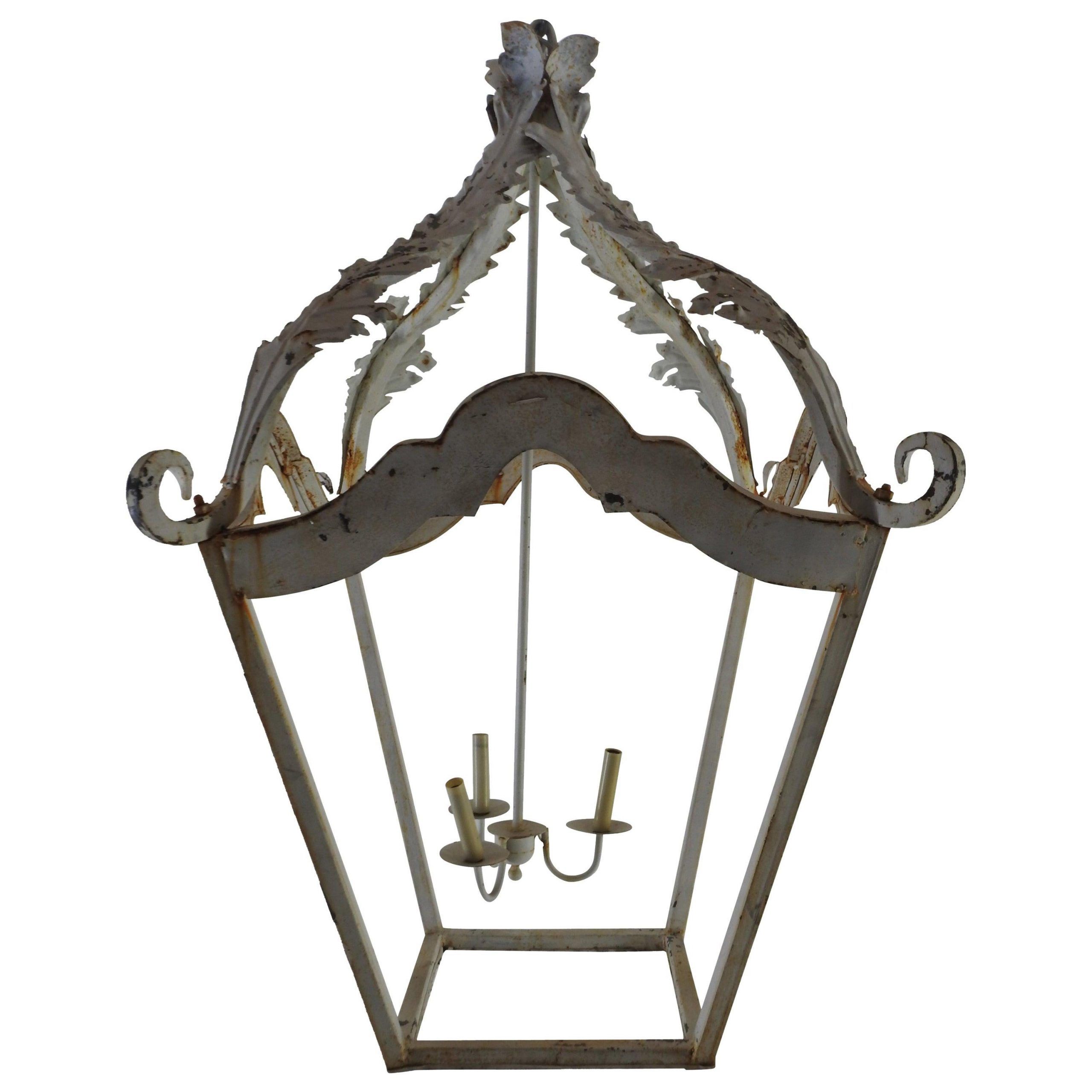 2020 French Iron Lantern Chandeliers For French White Cast Iron Lantern Chandelier For Sale At 1stdibs (View 6 of 15)