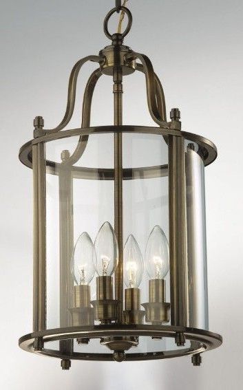 2020 Hakka Medium Antique Brass Hall Lantern With 4 Lights From Richard Hathaway  Lighting Intended For Aged Brass Lantern Chandeliers (View 10 of 15)