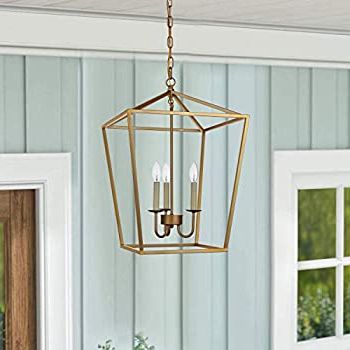 25 Inch Lantern Chandeliers In Well Known Foyer Lantern Pendant Light Fixture, Dst Gold Iron Cage Chandelier  Industrial Led Ceiling Lighting, Size: D17'' H25'' Chain 45'' : Everything  Else – Amazon (View 9 of 15)