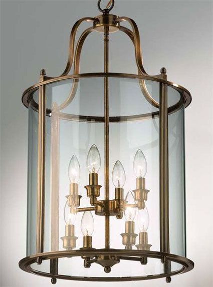 Aged Brass Lantern Chandeliers For Fashionable Hakka Large Antique Brass Hall Lantern With 8 Lights From Richard Hathaway  Lighting (View 5 of 15)