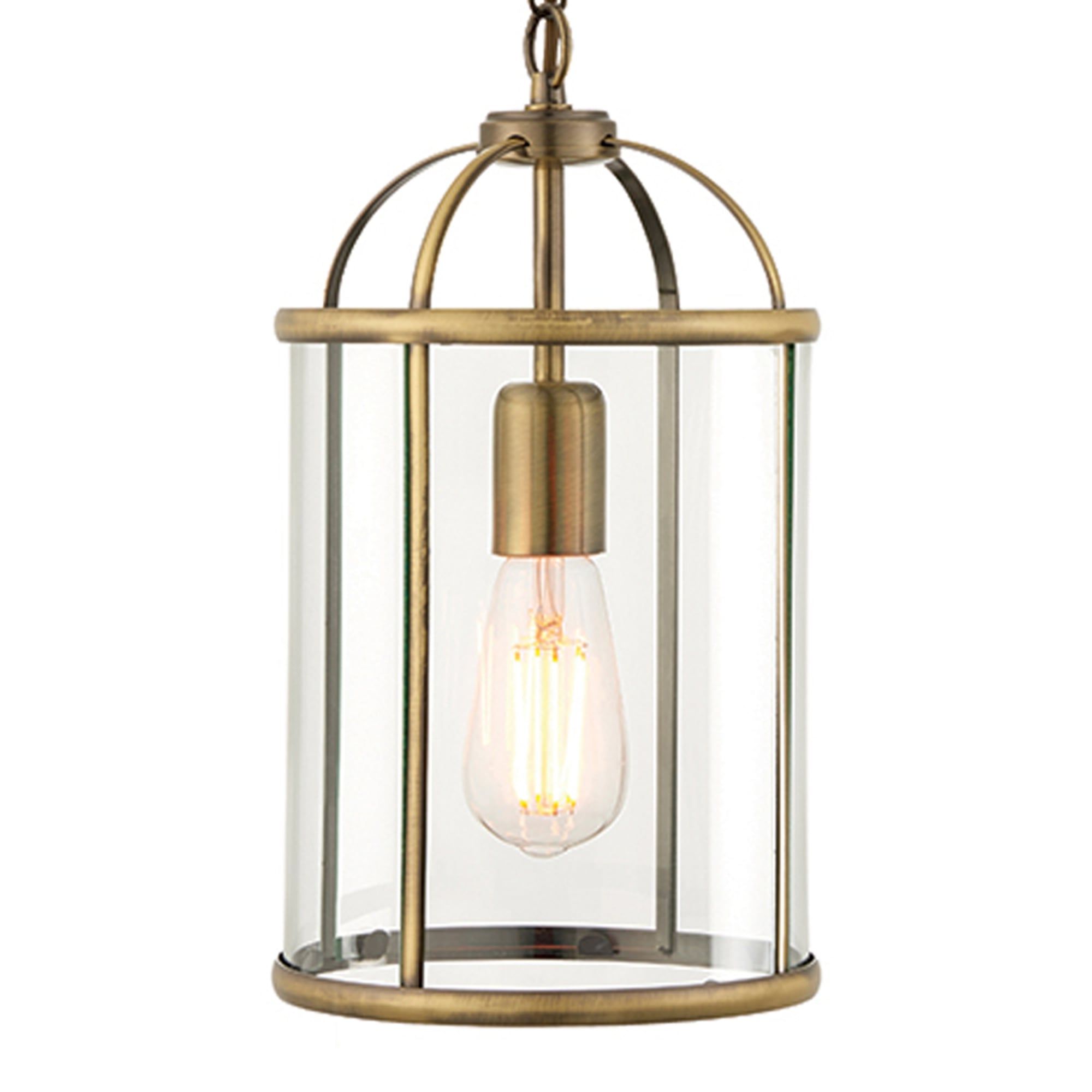 Aged Brass Lantern Chandeliers Pertaining To Popular Endon 69454 Lambeth 1 Light Antique Brass And Glass Lantern Pendant (View 7 of 15)