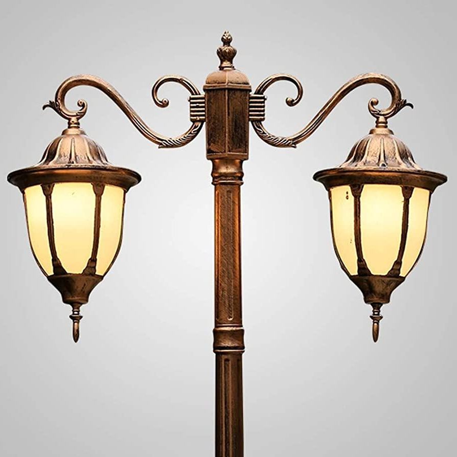 Amazon: Wfdfffa Ceiling Chandelier Lamp, Outdoor Post Light Lantern  Traditional Victorian Exterior Pillar Decking Patio Lighting E27 Garden  Pathway Ip55 Rated Pillar Column Lamps Double Head High Pole Light : Tools & With Regard To Most Current Lantern Chandeliers With Acrylic Column (View 6 of 15)