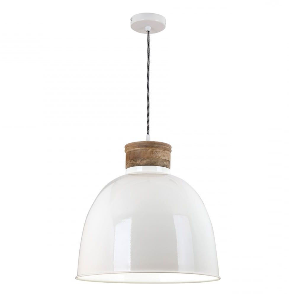 Aphra Gloss Cream Pendant Light With Wooden Detail With Regard To Current Gloss Cream Lantern Chandeliers (View 11 of 15)