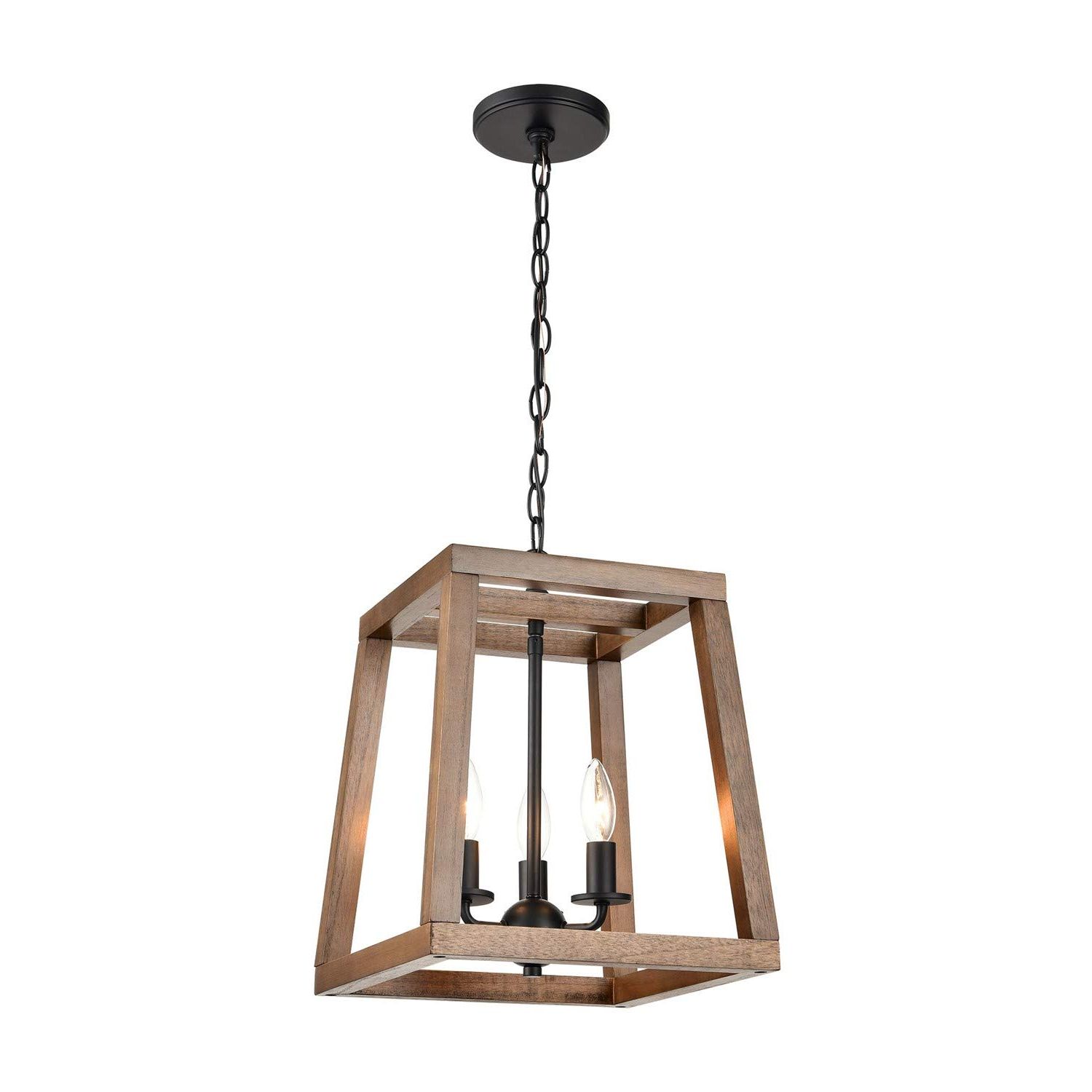 Best And Newest Barrow 3 Light Chandelier In Birchwood And Matte Black – – Amazon Intended For Birchwood Lantern Chandeliers (View 1 of 15)